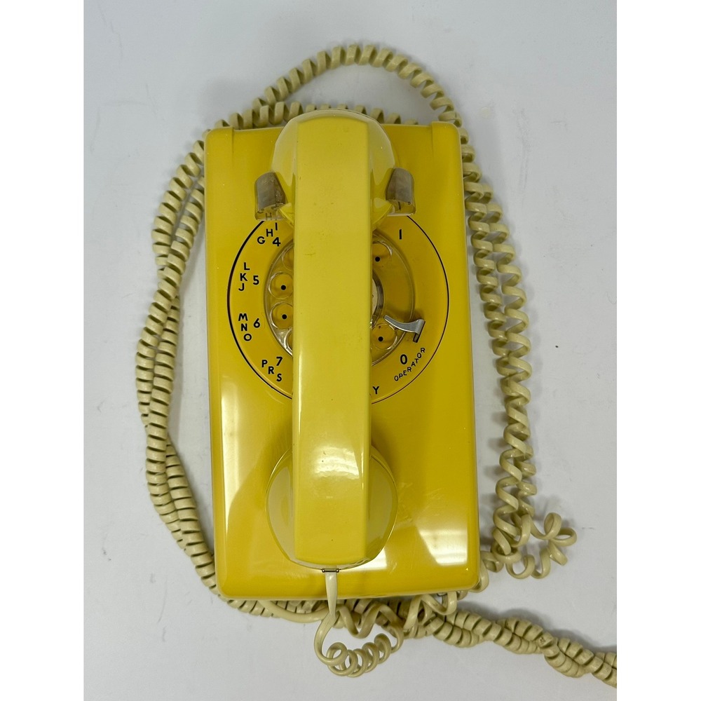 Vintage AT&T Bell System Rotary Wall Phone Harvest Yellow Retro Landline 554BMP